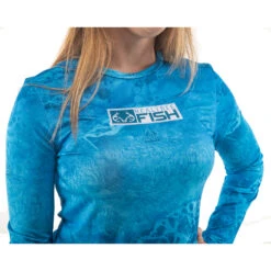 Realtree Women's RTF Blue Long Sleeve Performance Shirt | Wav3 -Realtree Aspect Blue Long Sleeve Womens image model 83439.1656343298