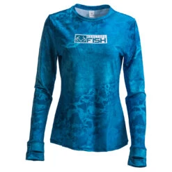 Realtree Women's RTF Blue Long Sleeve Performance Shirt | Wav3 -Realtree Aspect Blue Long Sleeve Womens image 24246.1656343314