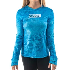 Realtree Women's RTF Blue Long Sleeve Performance Shirt | Wav3 -Realtree Aspect Blue Long Sleeve Womens 19477.1656343290