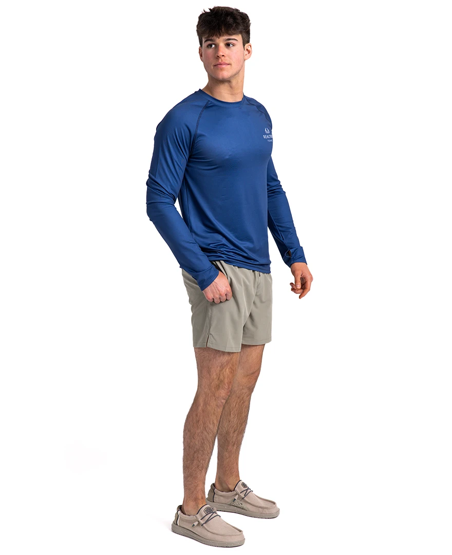 Realtree Fishing Flag Long Sleeve Performance Men's Raglan Blue Shirt Realtree Fishing Flag Long Sleeve Performance Men's Raglan Blue Shirt -Realtree