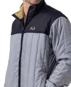 Realtree Men's Exclusive Lightweight Premium Down Puffer Jacket -Realtree RO346 CHAR SIDE COLLAR 24062.1684270540