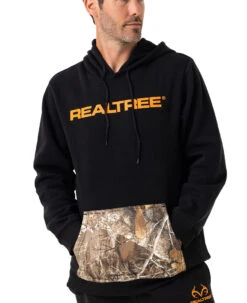 Realtree Men's Black Fleece Camo Pocket Hoodie | EDGE