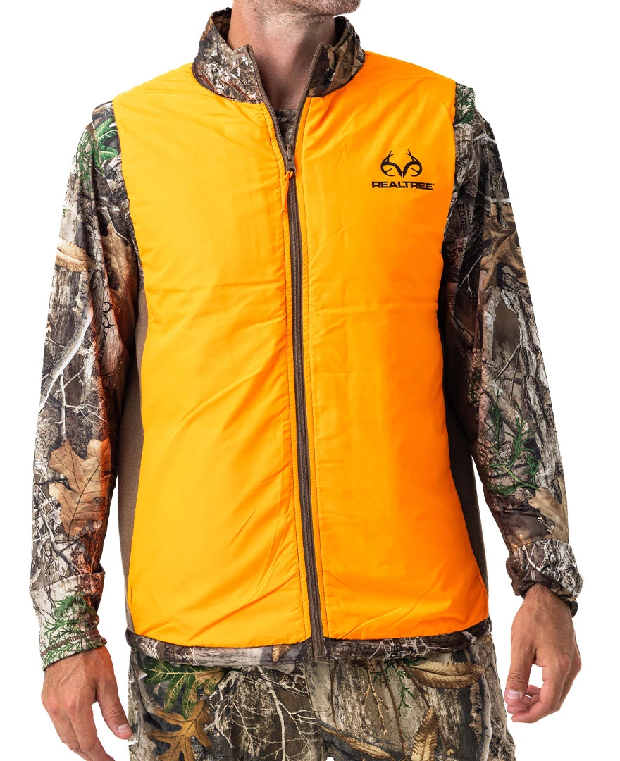 Realtree Men's Camo Pro Staff Reversible Hybrid Puffer Vest Realtree Men's Camo Pro Staff Reversible Hybrid Puffer Vest -Realtree RO530 ED BLAZE FRONT 41115.1684270841