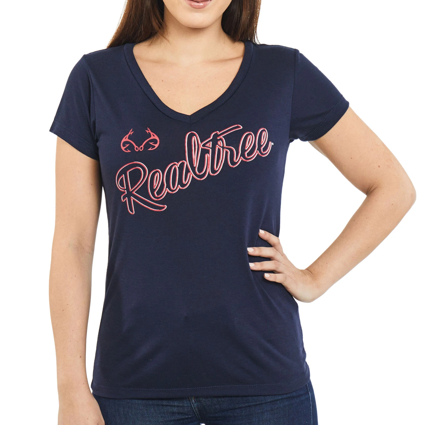 Realtree Women's Dual Blend V-neck Shirt Realtree Women's Dual Blend V-neck Shirt -Realtree Womens Dual Blend V neck Shirt Navy 49950.1682541539