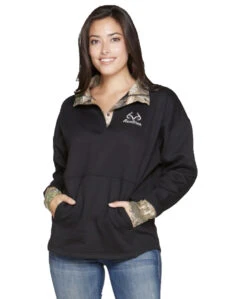 Realtree Women's Aspen 1/4 Snap Fleece Pullover -Realtree women black copy 36349.1682542627